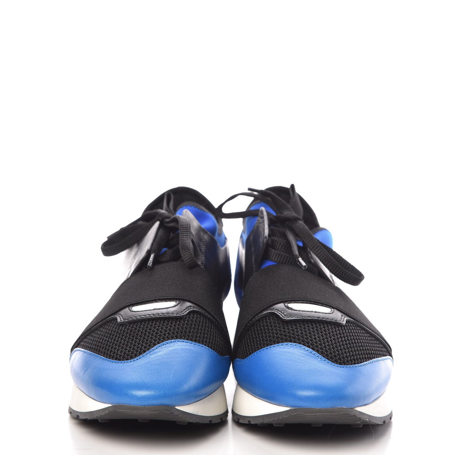 Mesh Neoprene Calfskin Suede Mens Race Runner Sneakers 42 Black Bleu Saphir