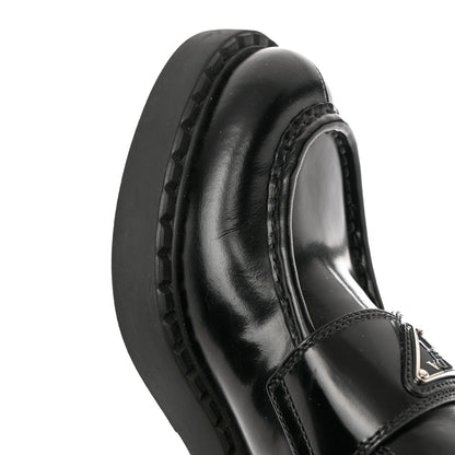 Prada Spazzolato Metal Triangle Logo 50mm Loafers 39 Black 10 of 10