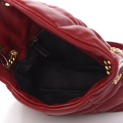 Saint Laurent Lambskin Quilted Small Loulou Puffer Monogram Chain Satchel Opyum Red 5 of 10