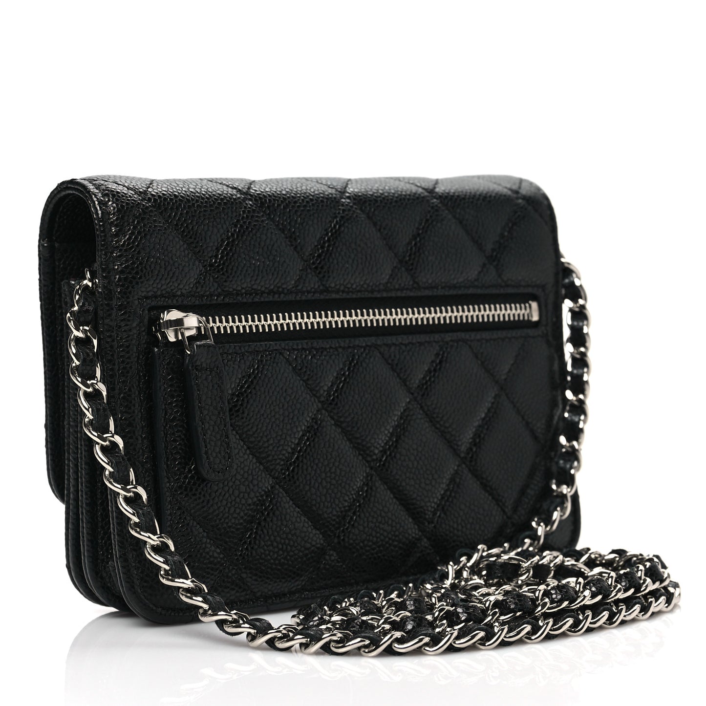 Caviar Quilted Mini Wallet On Chain WOC Black