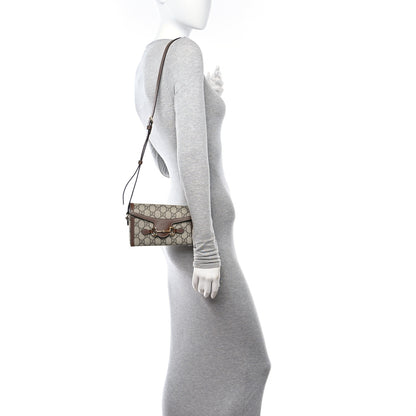 Gucci GG Supreme Monogram Mini Horsebit 1955 Shoulder Bag Beige Brown Sugar 2 of 12