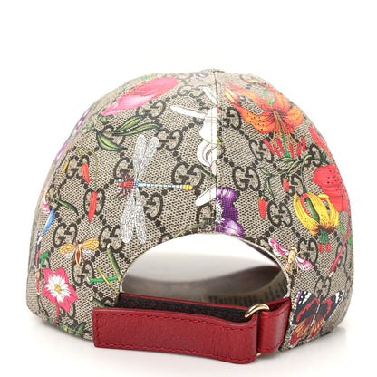 Gucci GG Supreme Flora Claudia Baseball Hat 57 M  Red 5 of 10