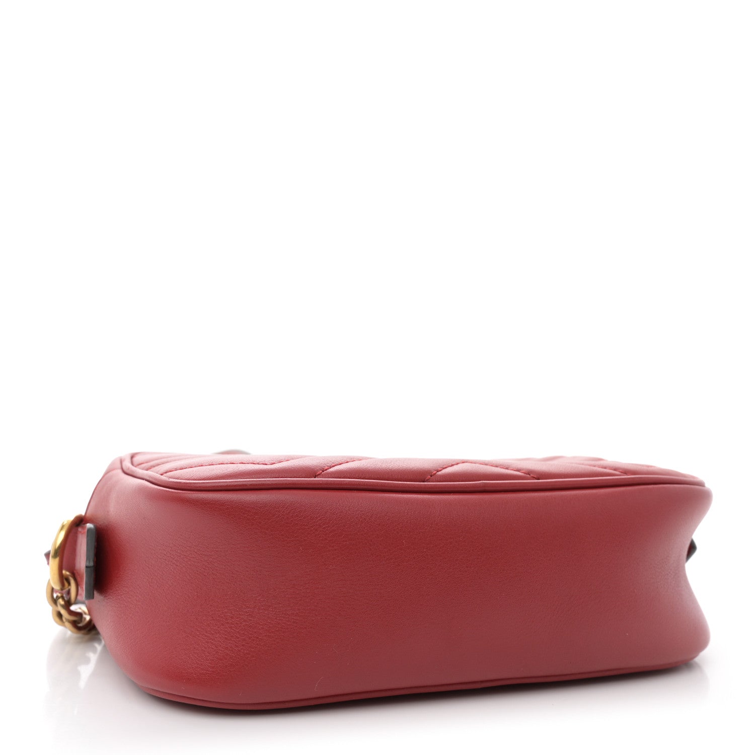 Gucci Calfskin Matelasse Mini GG Marmont Chain Shoulder Bag Hibiscus Red 4 of 13