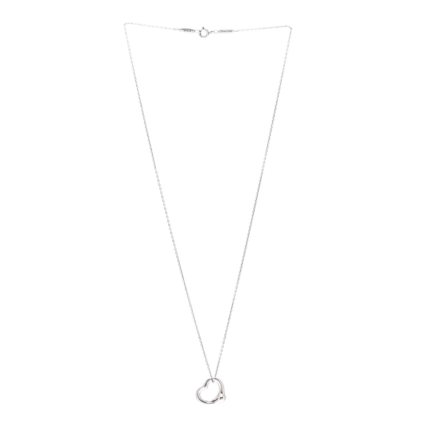 Sterling Silver 16mm Elsa Peretti Open Heart Pendant Necklace