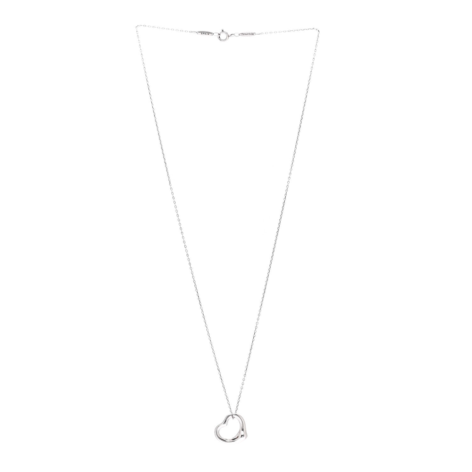 Tiffany Sterling Silver 16mm Elsa Peretti Open Heart Pendant Necklace 3 of 6