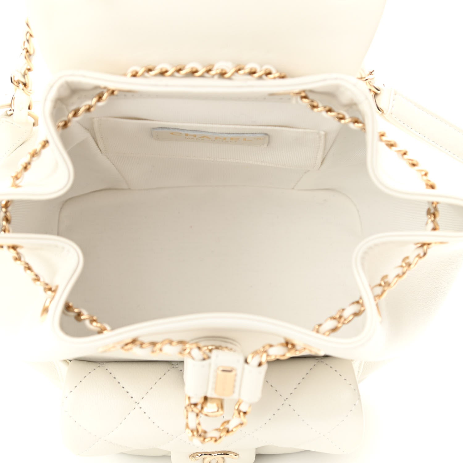 Chanel Lambskin Quilted Small Duma Drawstring Backpack White 5 of 11