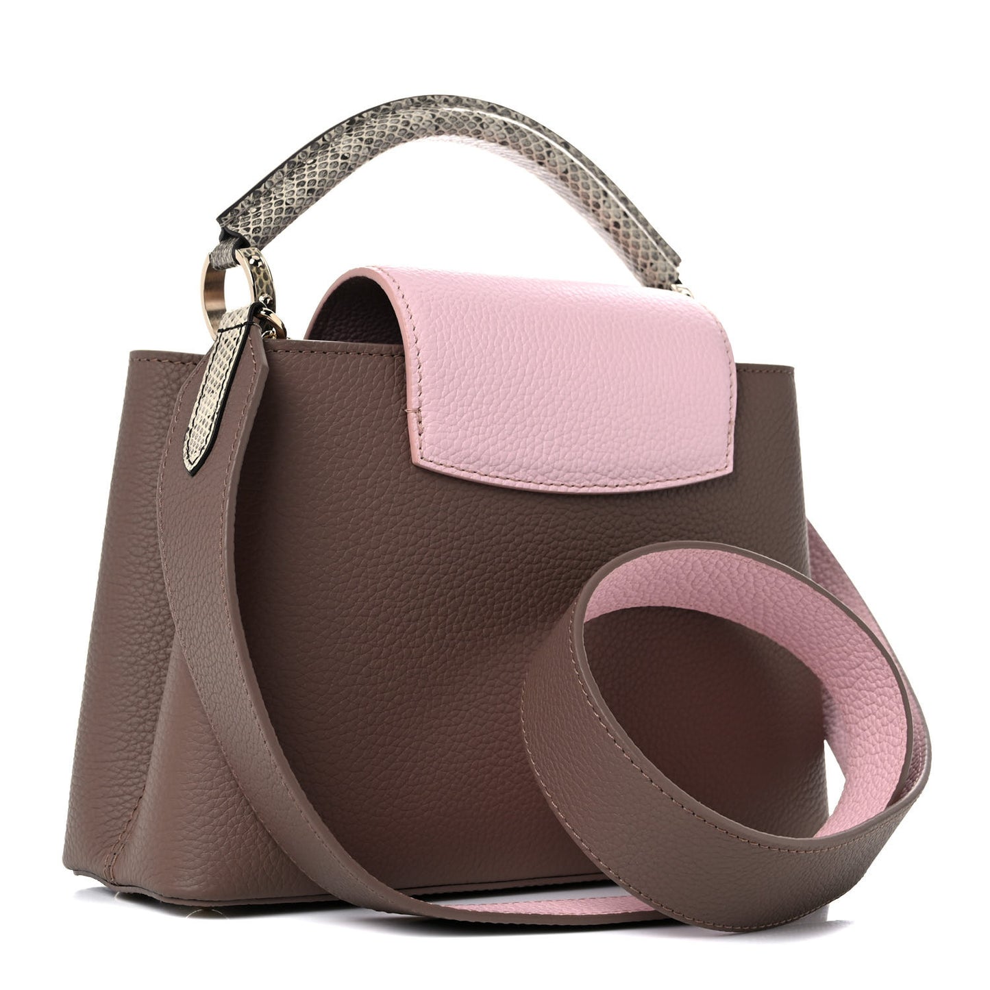 Taurillon Python Capucines BB Taupe Rose