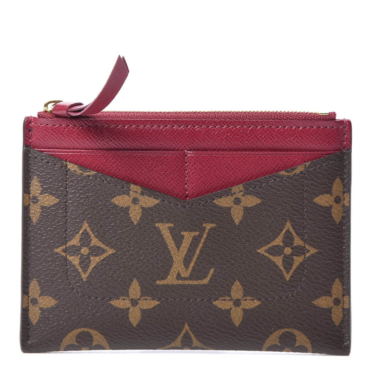 Monogram Zipped Card Holder Fuchsia