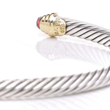 David Yurman Sterling Silver 14K Yellow Gold Garnet 4mm Kids Cable Bracelet 5 of 5