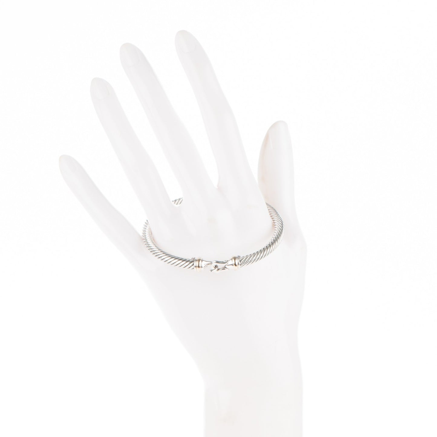 Sterling Silver 18K Yellow Gold 5mm Cable Classic Buckle Bracelet