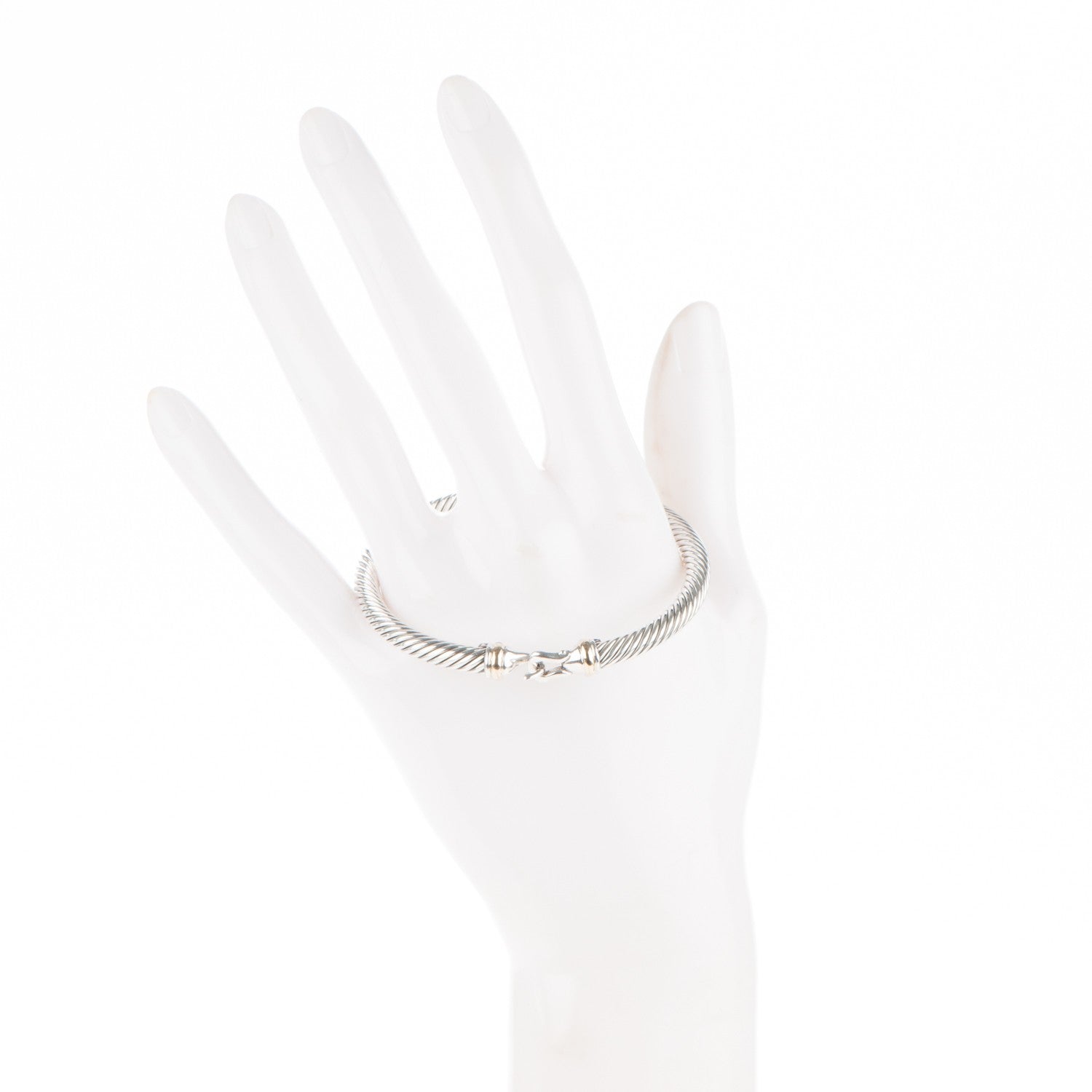 David Yurman Sterling Silver 18K Yellow Gold 5mm Cable Classic Buckle Bracelet 2 of 4