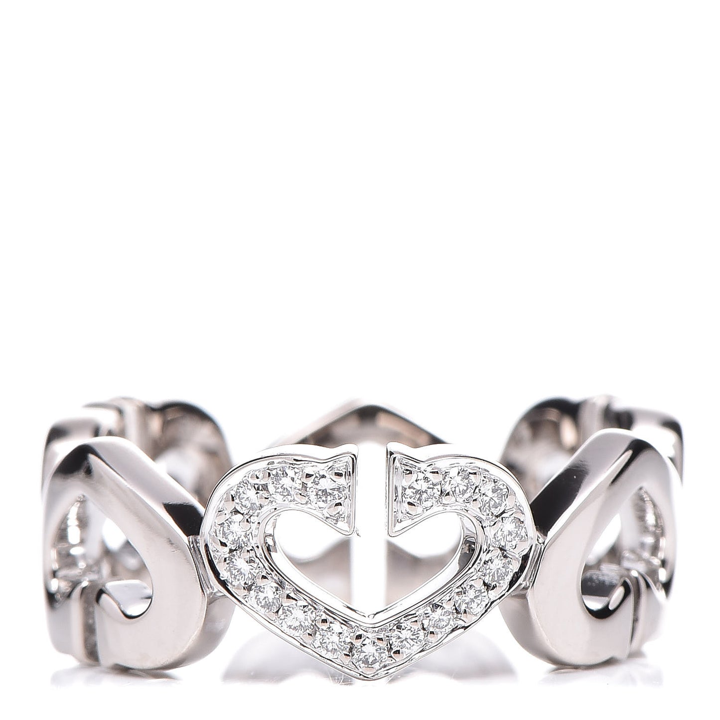 18K White Gold Diamond Hearts and Symbols Ring 51 5.75