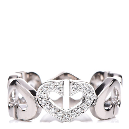 Cartier 18K White Gold Diamond Hearts and Symbols Ring 51 5.75 1 of 4