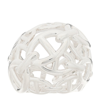 Hermes Sterling Silver GM Chaine d'Ancre Enchainee Dome Ring 55 7.25 1 of 6