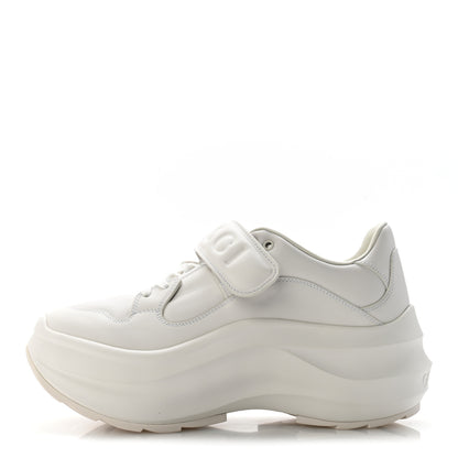 Gucci Calfskin Womens Wave Wedge Sneakers 37 White 1 of 9