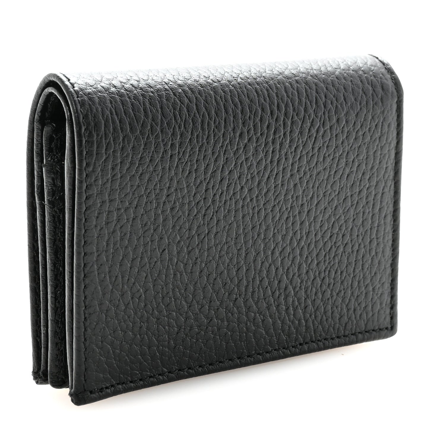 Dollar Calfskin Enamel Monochrome GG Marmont Card Case Black