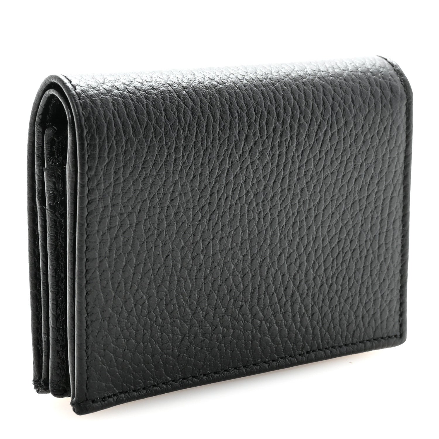 Gucci Dollar Calfskin Enamel Monochrome GG Marmont Card Case Black 3 of 8