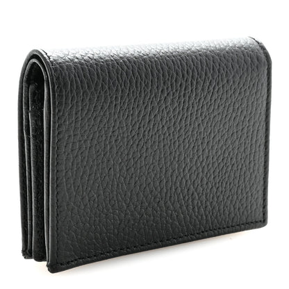 Gucci Dollar Calfskin Enamel Monochrome GG Marmont Card Case Black 3 of 8