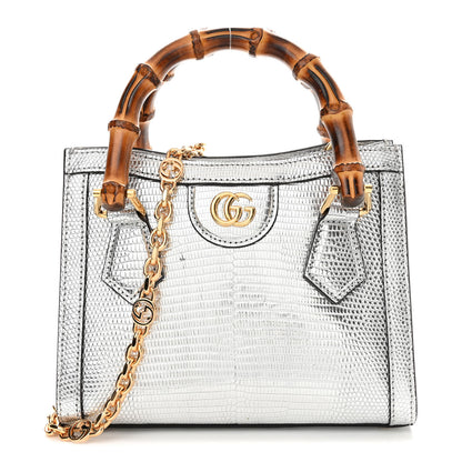 Gucci Lizard Mini Diana Tote Bag Silver 1 of 11