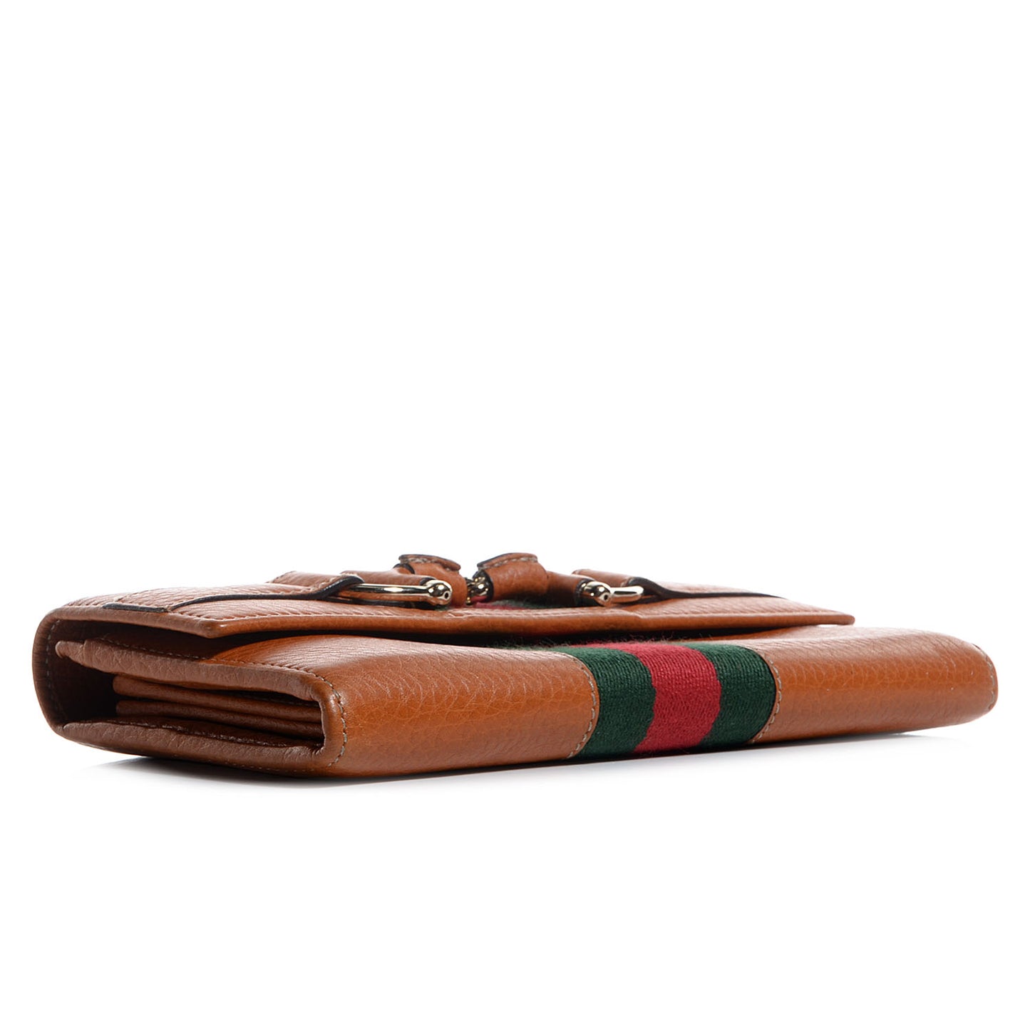 Leather Web Horsebit Continental Wallet Light Tobacco
