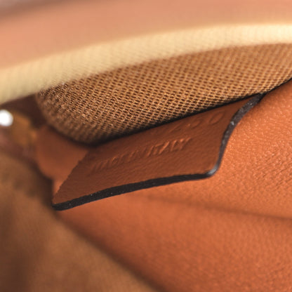 Celine Lambskin Triomphe Canvas Embroidered Logo Clutch With Chain Tan 7 of 9