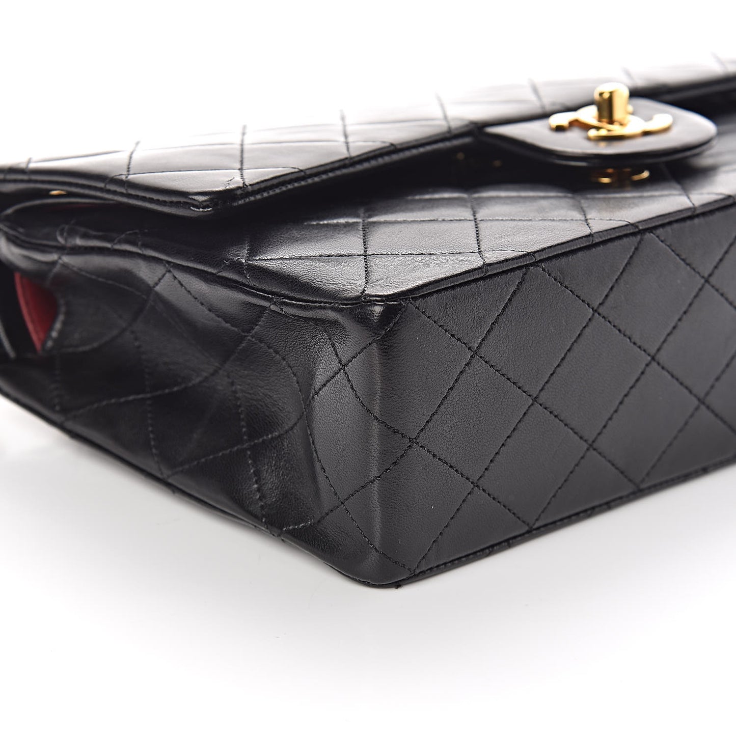 Lambskin Quilted Medium Double Flap Black