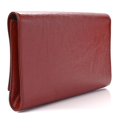 Saint Laurent Textured Patent Monogram Large Belle De Jour Clutch Red 3 of 10