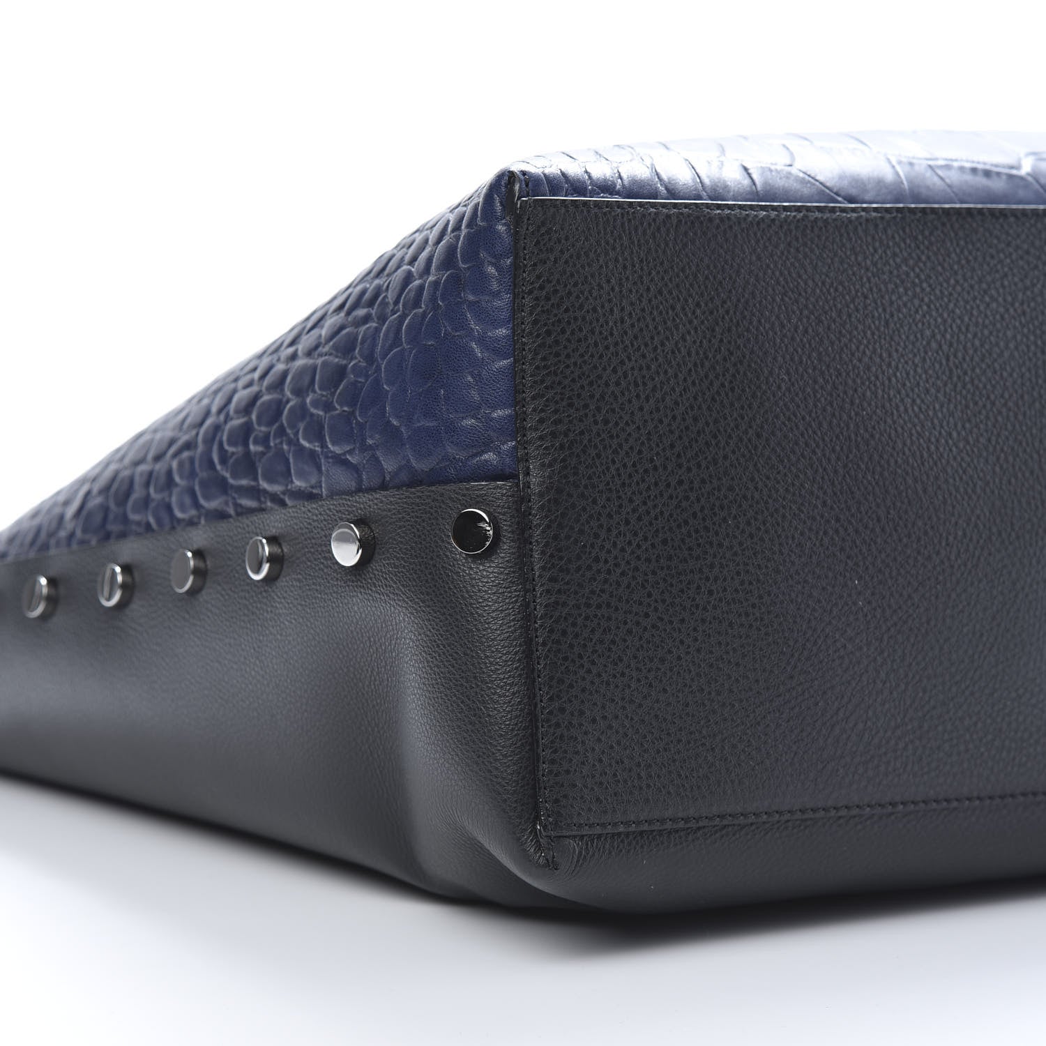 Jimmy Choo Crocodile Embossed Satin Calfskin Twist East West Tote Steel Blue 8 of 13