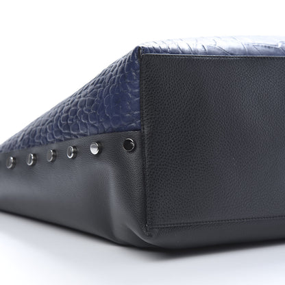Jimmy Choo Crocodile Embossed Satin Calfskin Twist East West Tote Steel Blue 8 of 13