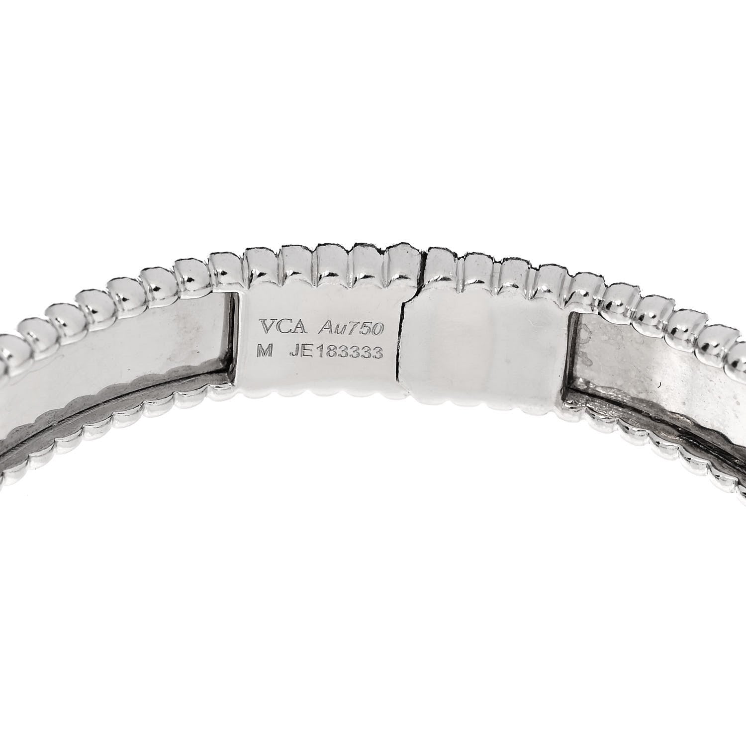 Van Cleef & Arpels 18K White Gold Perlee Signature Bangle Bracelet M 3 of 4