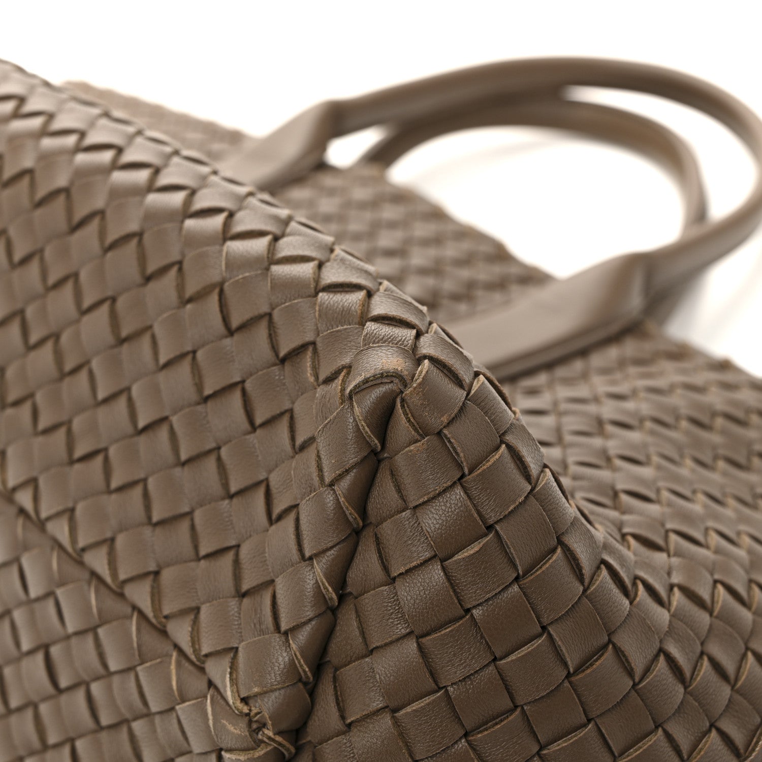 Bottega Veneta Lambskin Intreccio Small Cabat Taupe 1777811