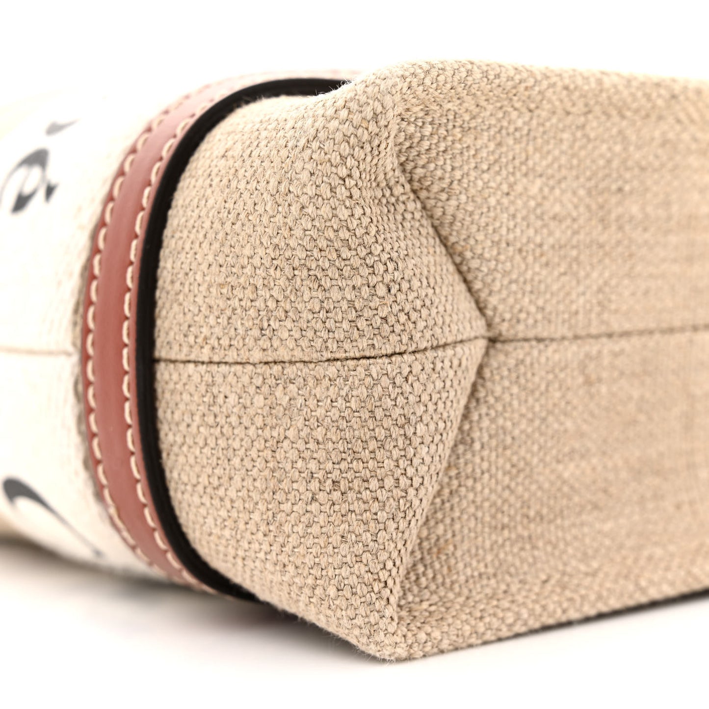 Cotton Calfskin Mini Woody Ribbon Tote White Brown