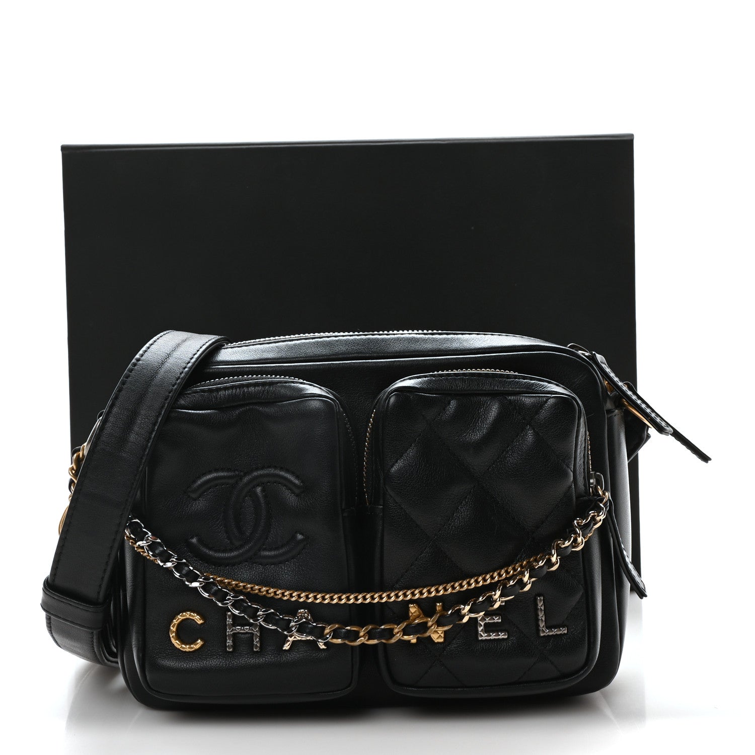 Chanel Calfskin Quilted Small Camera Case Black 11 of 11