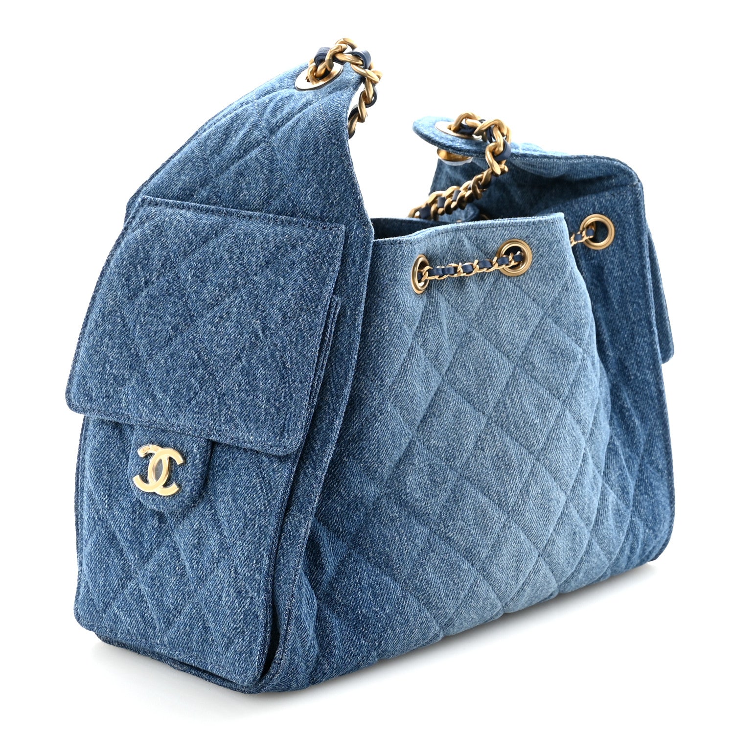 Chanel Washed Denim Quilted Small Chanel 25 Handbag Blue 3 of 10