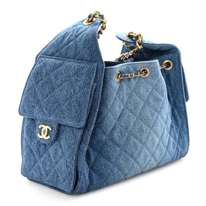 Chanel Washed Denim Quilted Small Chanel 25 Handbag Blue 3 of 10