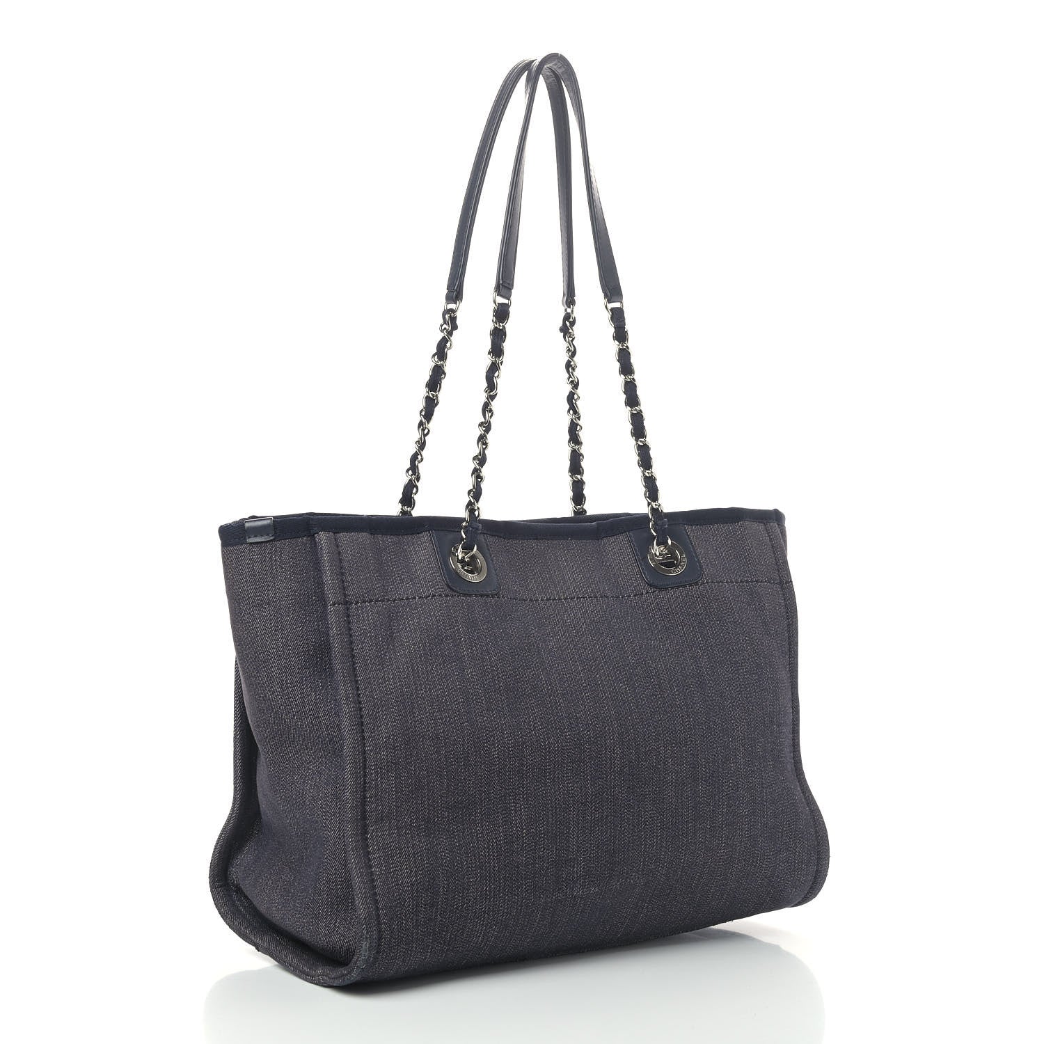 Chanel Denim Small Deauville Tote Dark Blue 3 of 9