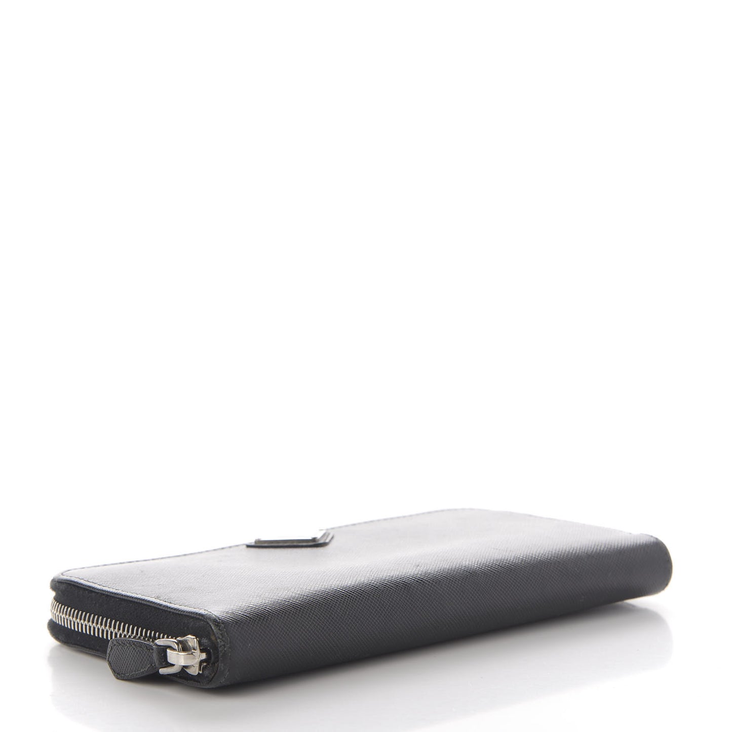 Saffiano Triangle Zip Around Wallet Black
