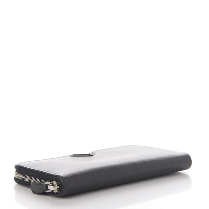 Prada Saffiano Triangle Zip Around Wallet Black 4 of 9
