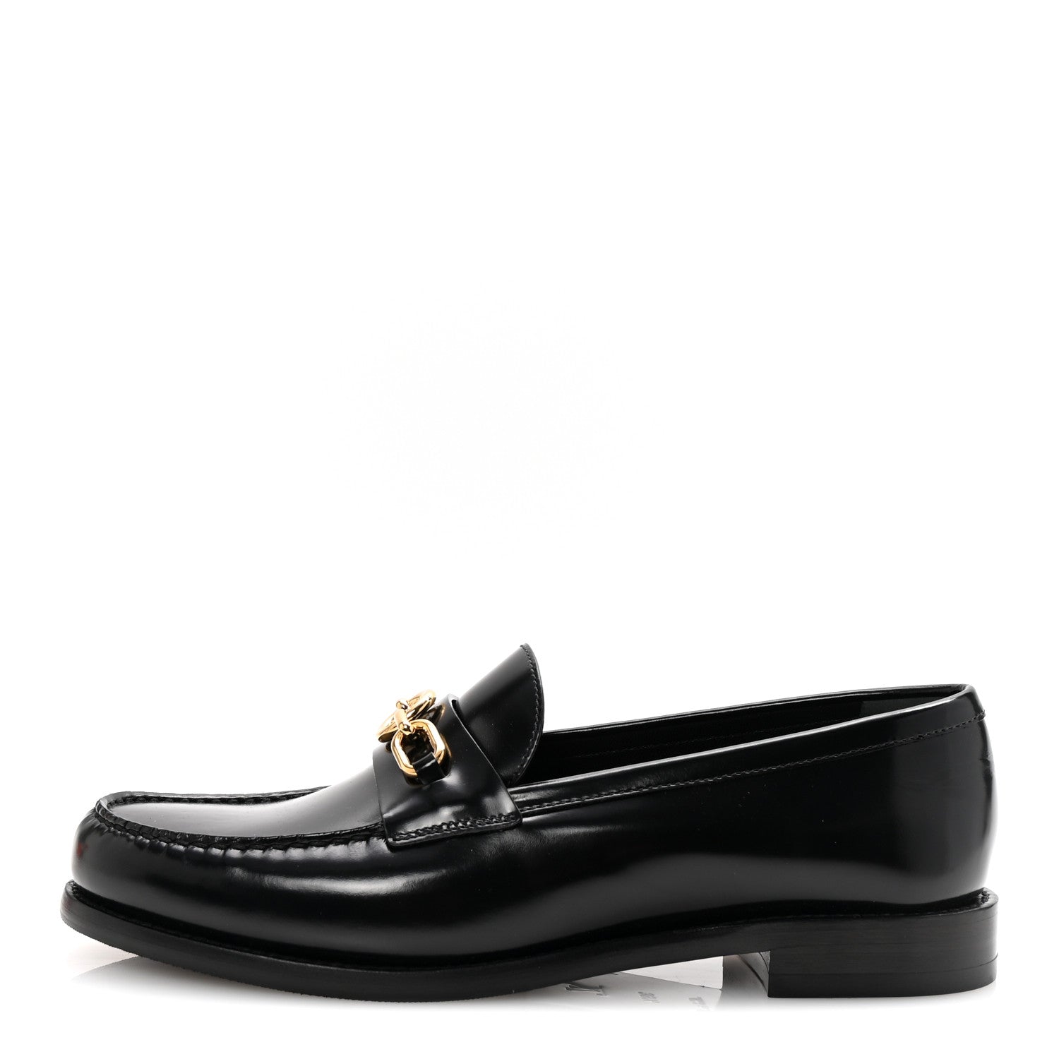Louis Vuitton Glazed Calfskin Chess Flat Loafer 39.5 Black 1 of 9