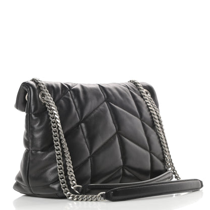 Saint Laurent Lambskin Quilted Small Loulou Puffer Monogram Chain Satchel Black 3 of 10
