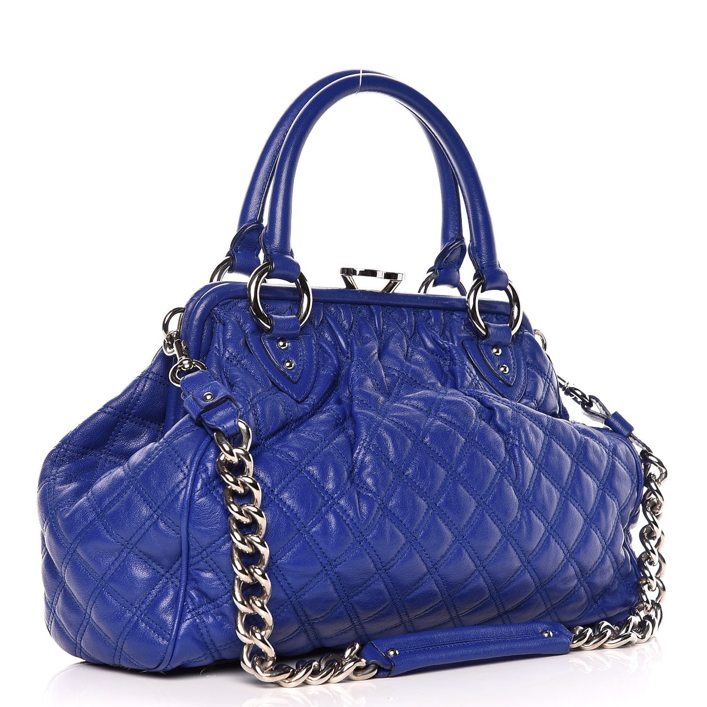 Calfskin Quilted Stam Bright Blue