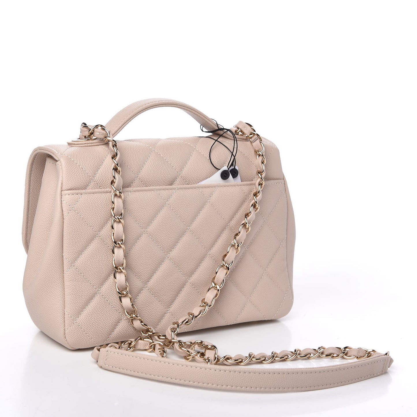 Caviar Quilted Medium Business Affinity Flap Beige