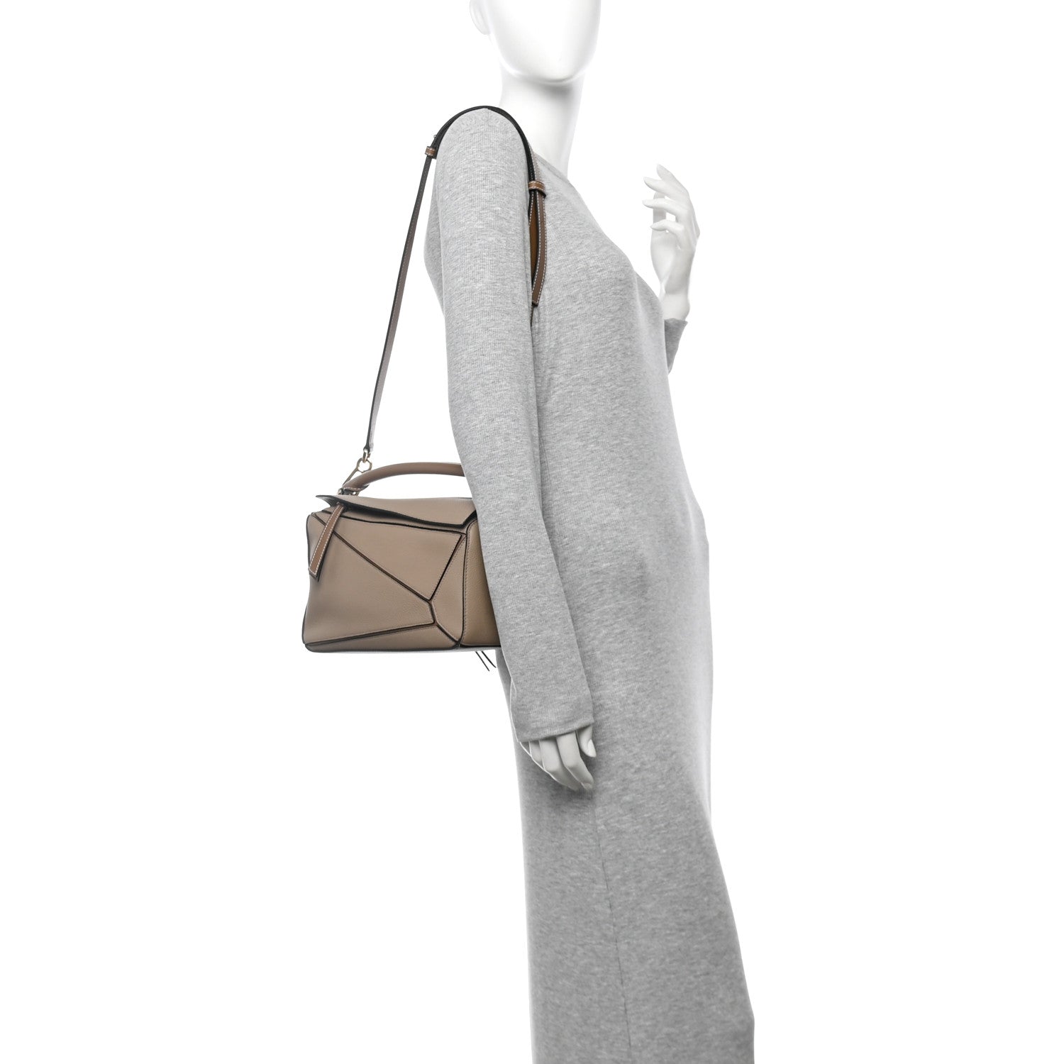 Loewe Grained Calfskin Small Puzzle Bag Sand Mink 1738963