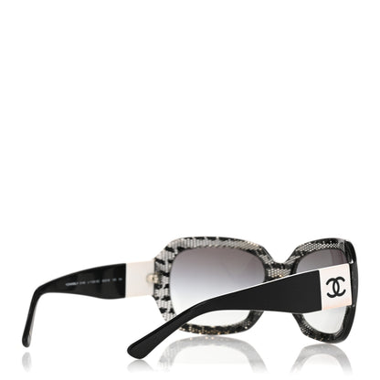 Chanel Acetate CC Lace Effect Sunglasses 5146 Black White 4 of 9