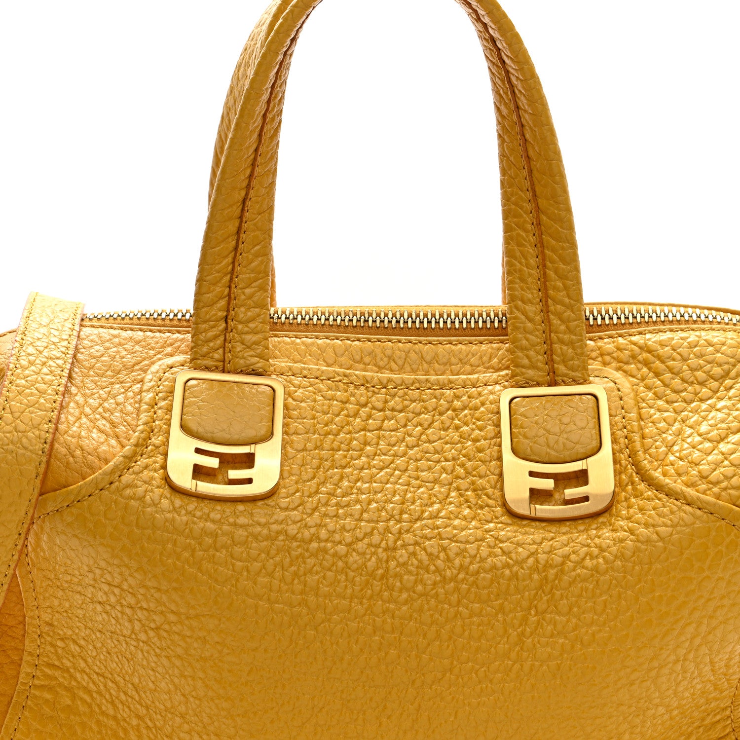Fendi Pebbled Calfskin Small Chameleon Tote Sunflower Satin 7 of 9