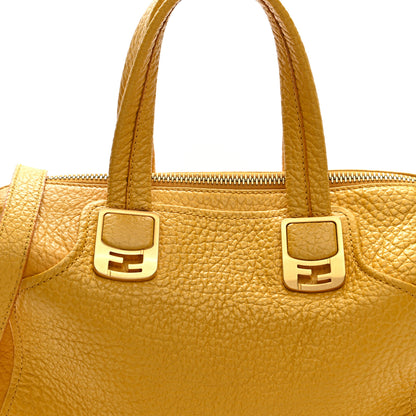 Fendi Pebbled Calfskin Small Chameleon Tote Sunflower Satin 7 of 9