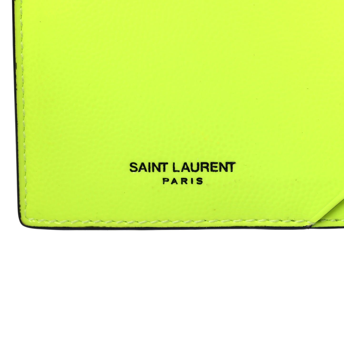 Patent Calfskin 5 Fragments Zip Card Case Neon Yellow