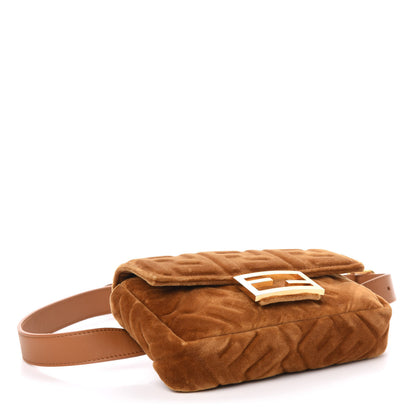 Fendi Velvet FF Embossed Hip Belt Baguette Bag Caramel 4 of 11