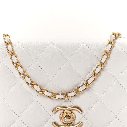 Chanel Caviar Quilted Camellia Clutch With Chain White 9 of 11