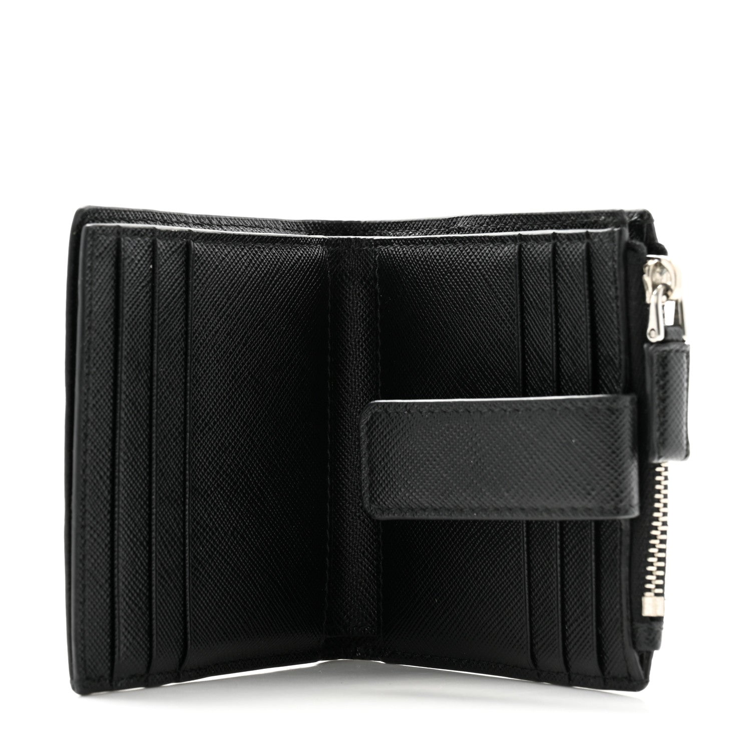 Prada Saffiano Small Triangle Wallet Black 5 of 9